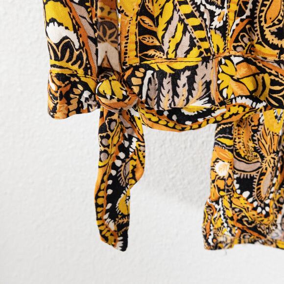 Rachel Roy Paisley Blouse Gold Black Size 1X Boho Bold Print - Picture 4 of 7